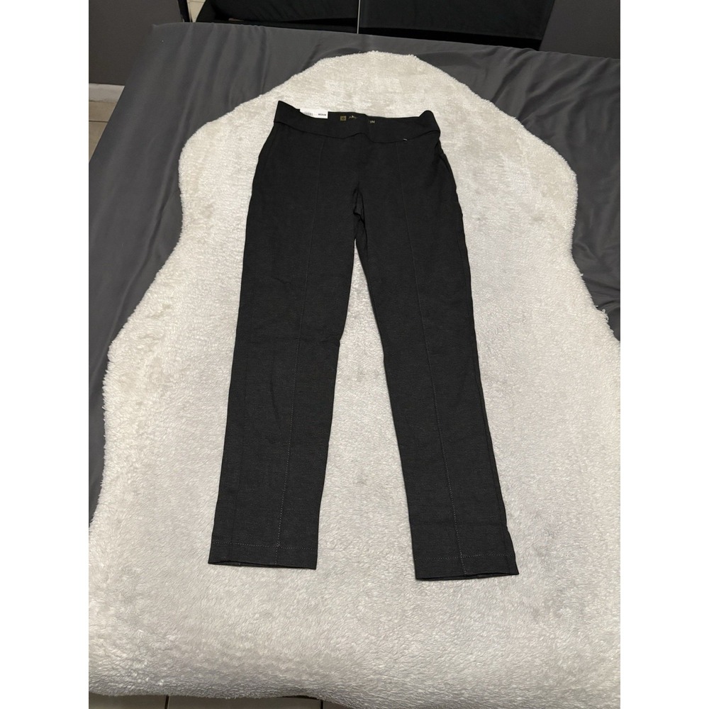 New Anne Klein Women's Tummy Control Ponte Pants Charcoal Medium Pull On